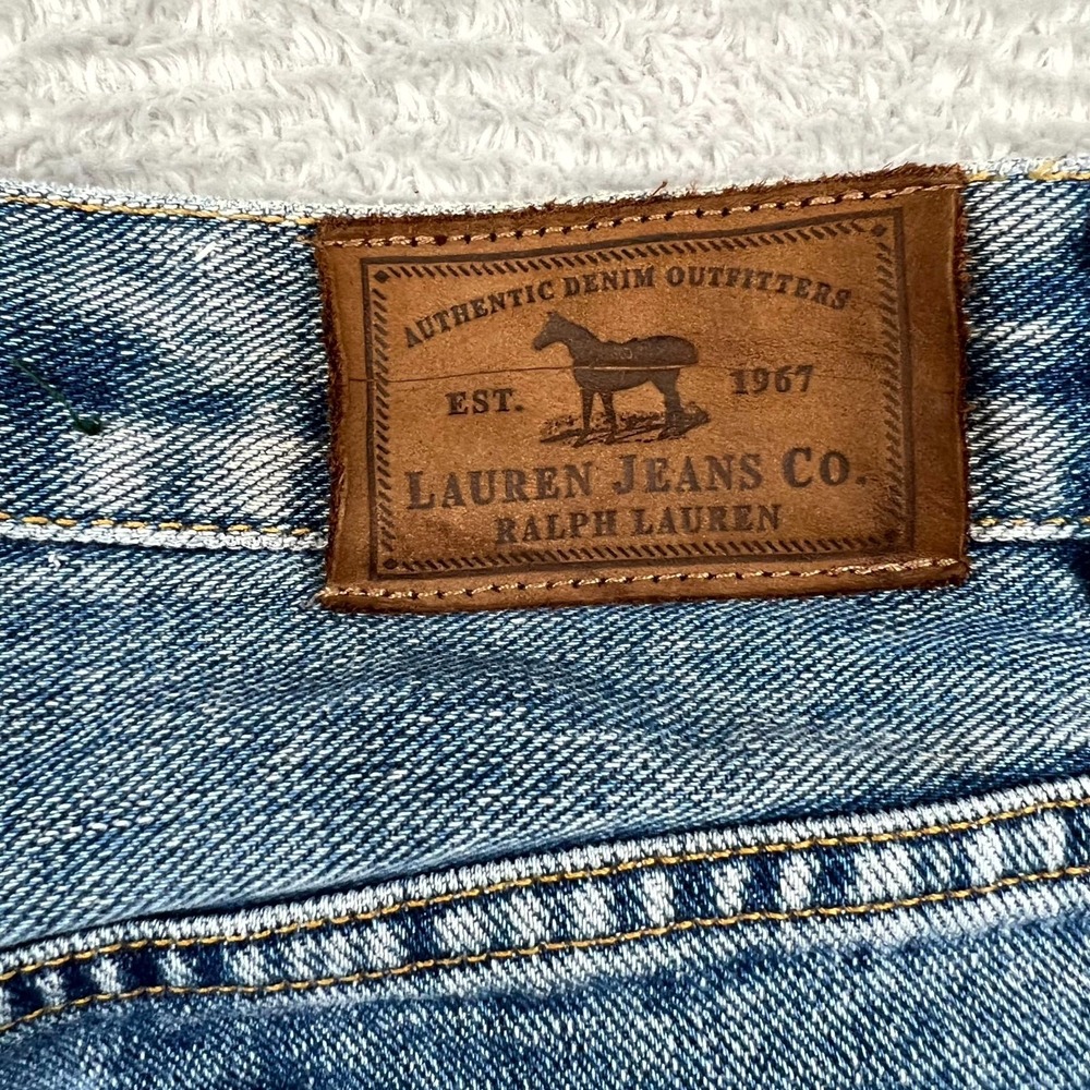 Vintage Lauren Ralph Lauren Jeans Womens 4 Petite Denim Wide Straight Leg - Picture 6 of 12